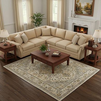 HomeRoots Rectangle Oriental Polyester Area Rug