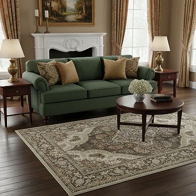HomeRoots Rectangle Medallion Polyester Area Rug