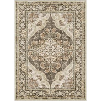 HomeRoots Rectangle Medallion Polyester Area Rug