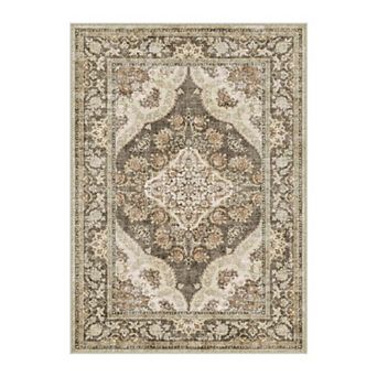 HomeRoots Rectangle Medallion Polyester Area Rug
