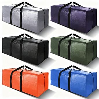 6 Pack Multi color Extra Large Moving Bags with Straps Foldable