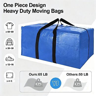 6 Pack Multi color Extra Large Moving Bags with Straps Foldable