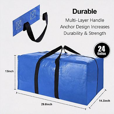 6 Pack Multi color Extra Large Moving Bags with Straps Foldable