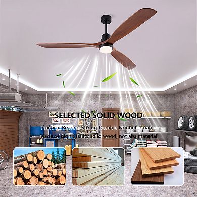 Loheer 72 Inch Modern Ceiling Fan, with Dimmable LED Light & Remote, for Large Rooms