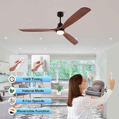 Loheer 72 Inch Modern Ceiling Fan, with Dimmable LED Light & Remote, for Large Rooms