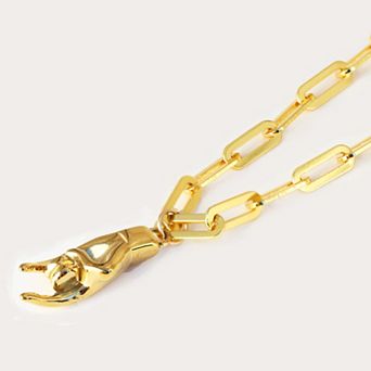 ITALIAN HAND PENDANT LINK CHAIN NECKLACE - 18K GOLD VERMEIL