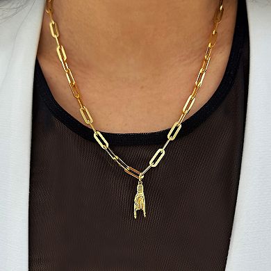 ITALIAN HAND Pendant Link Chain Necklace - Waterproof