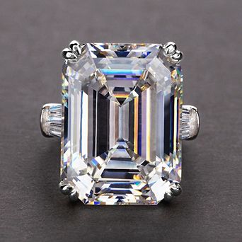 Gorgeous Elegant Long Rectangular Zirconia Engagement Ring for Women