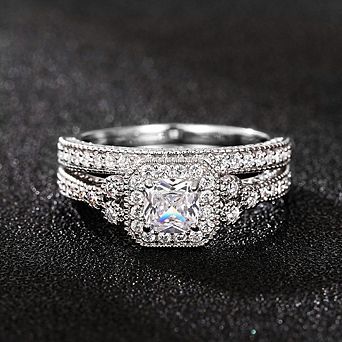 Fashion 2 pc Set of Rings for Women Double Layer Stackable Fashion Jewelry