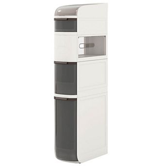 Costway 5 tier Narrow Bathroom Storage Cabinet with Drawers Tissue Box Wheels for Kitchen