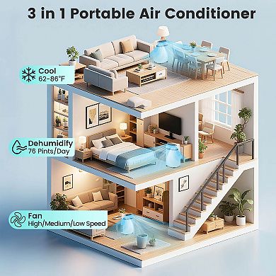 Costway 12000 BTU Portable Air Conditioner with Fan & Dehumidifier Sleep Mode 24H Timer