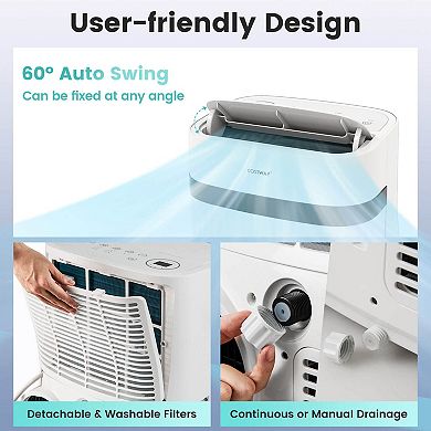 Costway 12000 BTU Portable Air Conditioner with Fan & Dehumidifier Sleep Mode 24H Timer