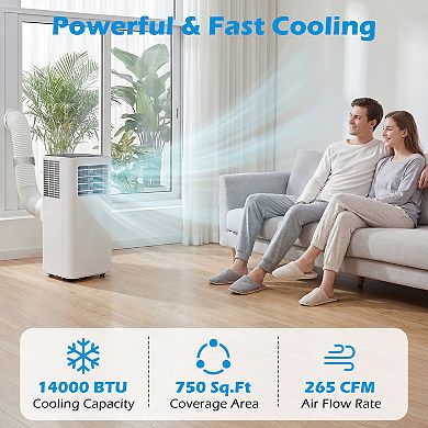 Costway 14000 BTU Portable Air Conditioner with WiFi APP/Remote Control, Sleep Mode