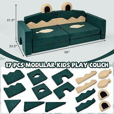 Costway Modular Kids Play Couch Toddler Foam Fort for Playroom