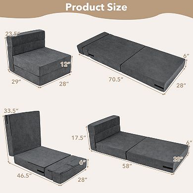 Costway 4-in-1 Folding Sofa Bed, Convertible Sleeper Chair for Adults, Fold Out Couch
