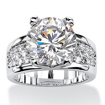 White Gold Plated White Cubic Zirconia Engagement Rings