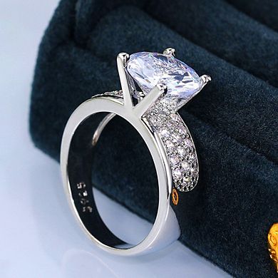 White Gold Plated White Cubic Zirconia Engagement Rings