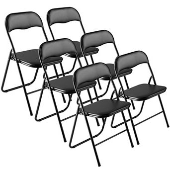 VEVOR 6 Pack Folding Chairs, Foldable Leather Chairs with Heavy Duty Metal Frame & Padded Cushion