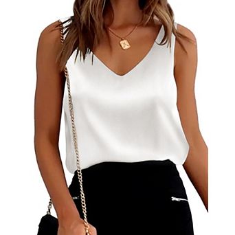 Ekouaer Womens Tank Tops V Neck Casual Cami Sleeveless Camisole Summer Basic