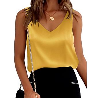 Ekouaer Womens Tank Tops V Neck Casual Cami Sleeveless Camisole Summer Basic