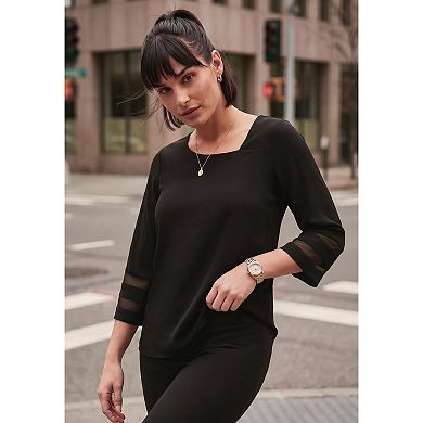 Avenue Women's Plus Size Sheer Bell Sleeve Tunic