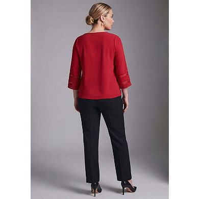 Avenue Women's Plus Size Sheer Bell Sleeve Tunic