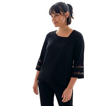Avenue Women's Plus Size Sheer Bell Sleeve Tunic