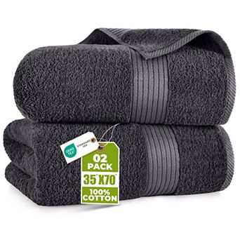 Bath Sheets 2 Pack 35x70 in Extra Large Ring Spun Cotton Soft Absorbent Towel Set Grey