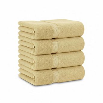 4 Pack Bath Towel Set Ring Spun Cotton 600gsm Lightweight Absorbent Quick Drying Daily Use