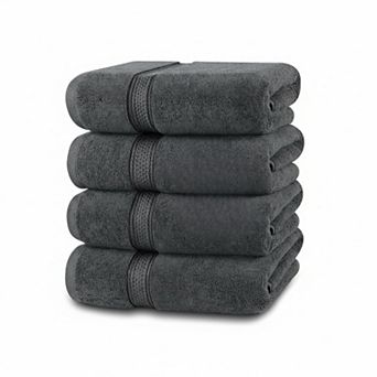 4 Pack Bath Towel Set Ring Spun Cotton 600gsm Lightweight Absorbent Quick Drying Daily Use