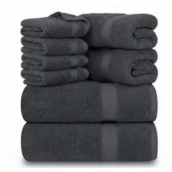 8 pc Luxury Towel Set Plush Absorbent Ring Spun Cotton 2 Bath 2 Hand 4 Washcloths