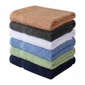 6 Pack Bath Towel Set Cotton Quick Dry Absorbent Soft Multi Color 27x54