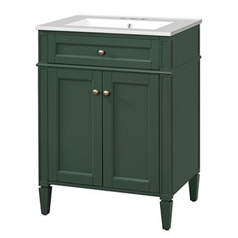 Merax 24" Bathroom Vanity with Sink, Soft-Closing Doors & Tip-Out Drawer Storage Cabinet