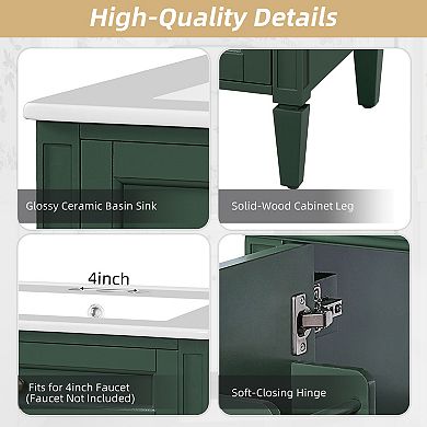 Merax 24" Bathroom Vanity with Sink, Soft-Closing Doors & Tip-Out Drawer Storage Cabinet