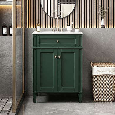 Merax 24" Bathroom Vanity with Sink, Soft-Closing Doors & Tip-Out Drawer Storage Cabinet