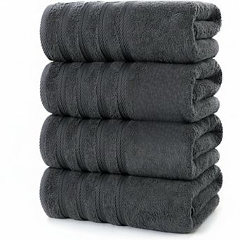 4 Pack Extra Large Bath Towel Set Ring Spun Cotton Lightweight Absorbent Quick Drying Machine