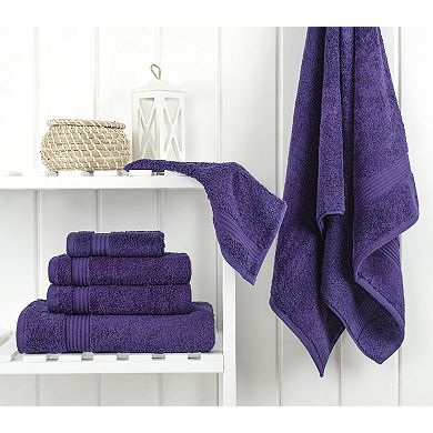 6 Piece Towel Set Soft Absorbent Cotton 600 GSM 2 Bath 2 Hand 2 Washcloths Purple