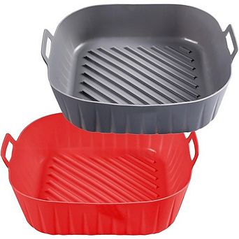 Zoulao 2-Pack 9"x8" Non-Stick Silicone Air Fryer Liners, Reusable & Dishwasher-Safe