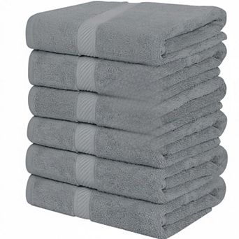 6 Pack Bath Towel Set Ring Spun Cotton 500 GSM Lightweight Absorbent Quick Drying for Hotel Spa Gym