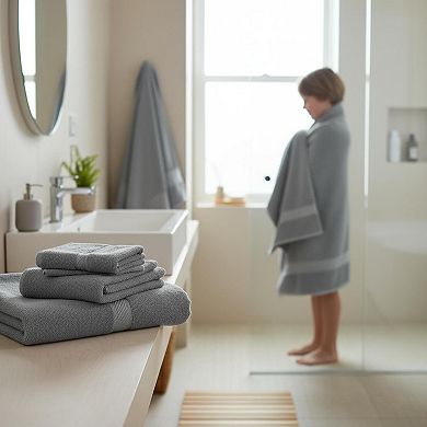 6 Pack Bath Towel Set Ring Spun Cotton 500 GSM Lightweight Absorbent Quick Drying for Hotel Spa Gym