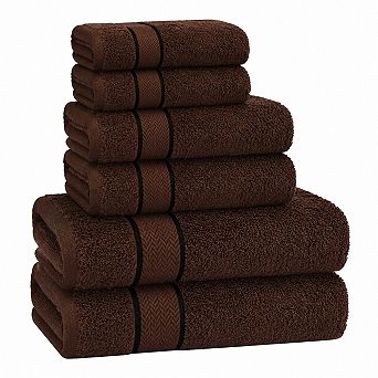 6 pc Luxury Cotton Bathroom Towel Set Quick Dry Absorbent Soft Plush