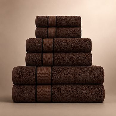 6 Piece Luxury Cotton Bathroom Towel Set Quick Dry Absorbent Soft Plush