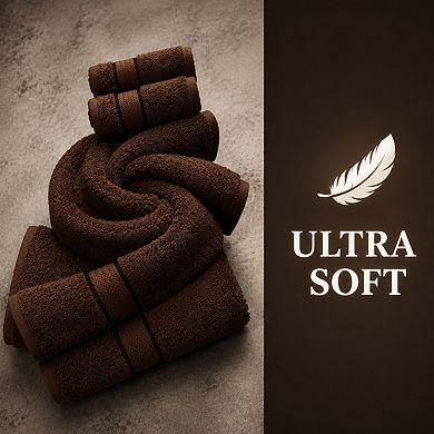 6 Piece Luxury Cotton Bathroom Towel Set Quick Dry Absorbent Soft Plush