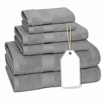 6 pc Luxury Cotton Bath Towel Set Quick Dry High Absorbent