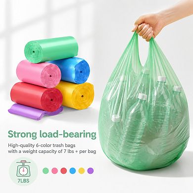1.8 Gallon Trash Cans 3 Pack With 6 Garbage Bags For Bathroom Bedroom Office Kitchen