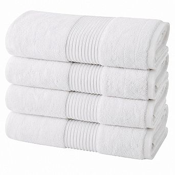 650 GSM Ring Spun Cotton Bath Towels 4 Pack Hotel Quality Quick Dry Absorbent