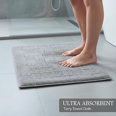 Absorbent Quick Dry Anti Slip Bath Mat Washable Rubber Backing Low Profile Fit Under Door