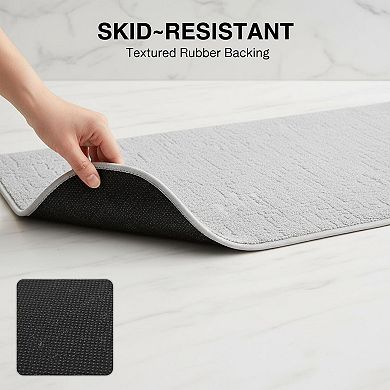 Absorbent Quick Dry Anti Slip Bath Mat Washable Rubber Backing Low Profile Fit Under Door