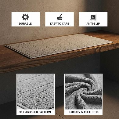 Absorbent Quick Dry Anti Slip Bath Mat Washable Rubber Backing Low Profile Fit Under Door