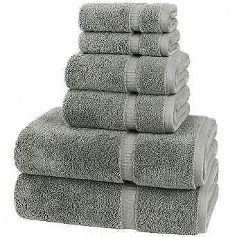 6 pc Luxury Cotton Bathroom Towel Set Soft Absorbent Durable